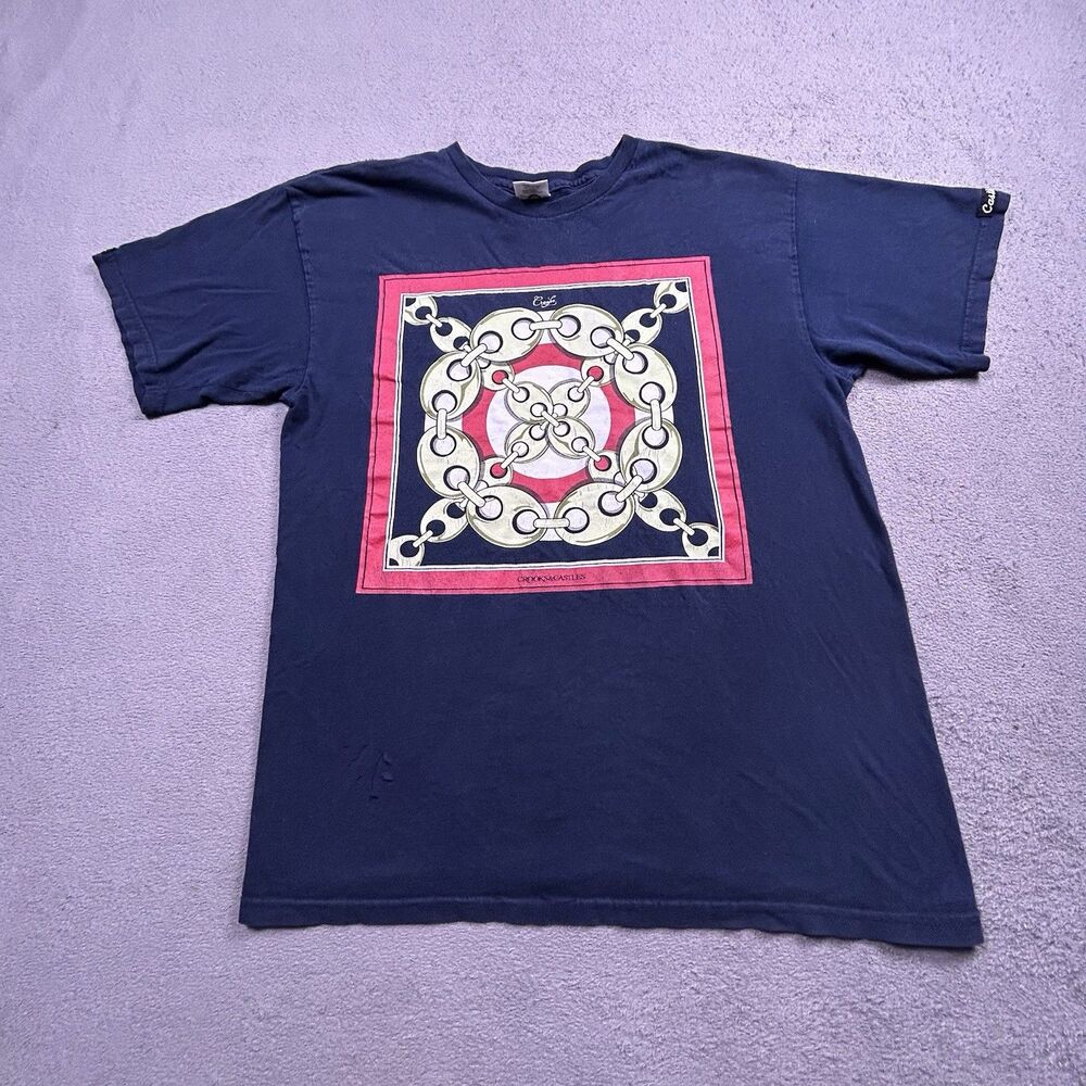 Crooks & Castles Graphic T-Shirt Mens M Navy Chain Streetwear